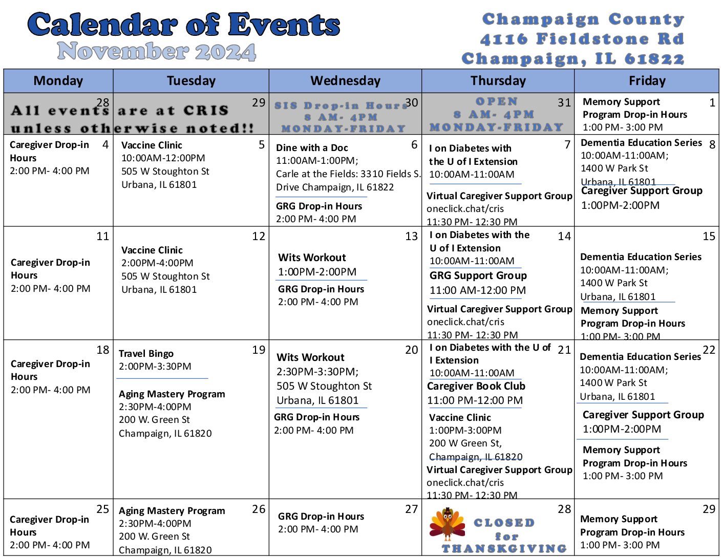 Champaign Calendar October 2024