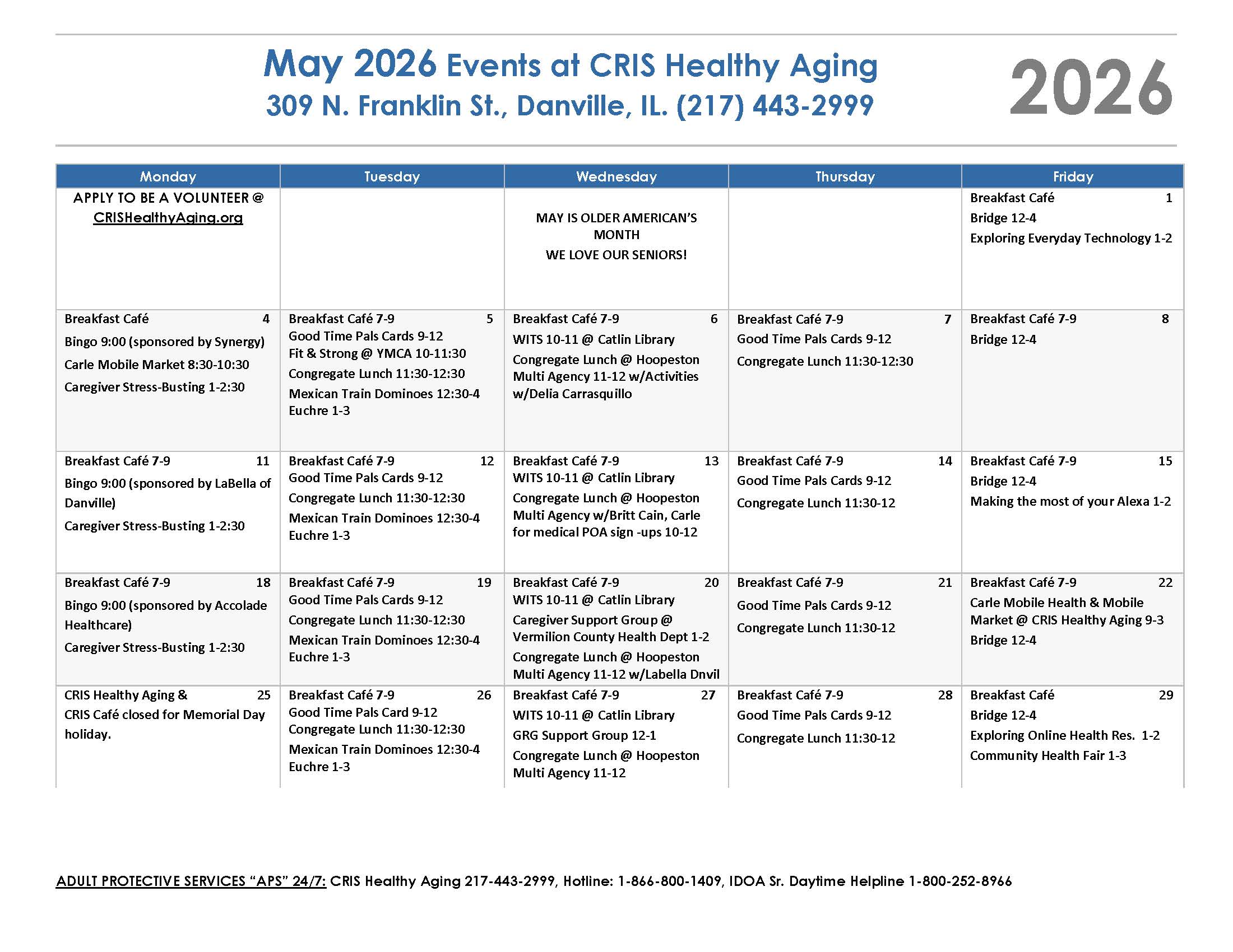 VC May Calendar 2026 Page 1