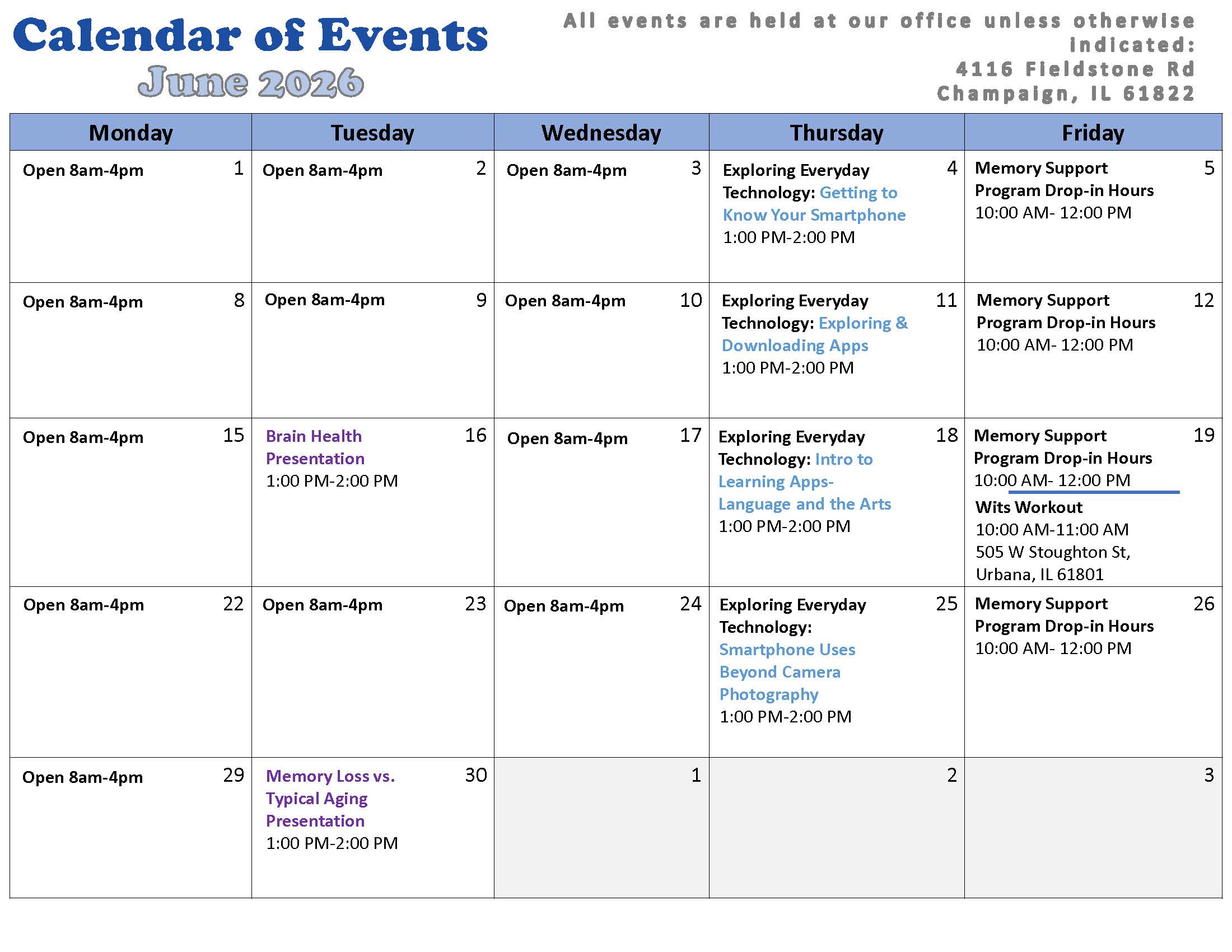 CRIS June Calendar Champaign